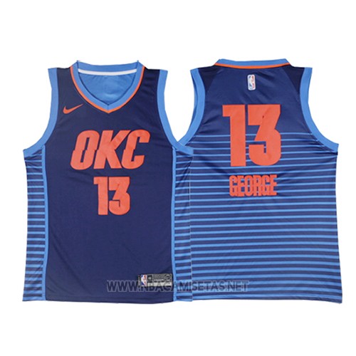 Camiseta Oklahoma City Thunder Paul George NO 13 Statement 2017-18 Azul